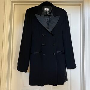 DKNY Romper Black Double-Breasted Romper Blazer